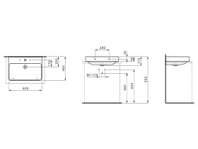 LAUFEN Pro S Wall / Counter Basin 1 Tap Hole with Overflow 650x465 White