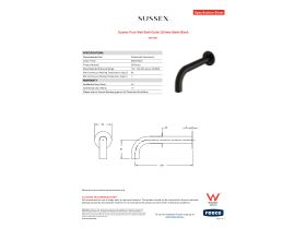 Specification Sheet - Sussex Pure Wall Bath Outlet 200mm Matte Black