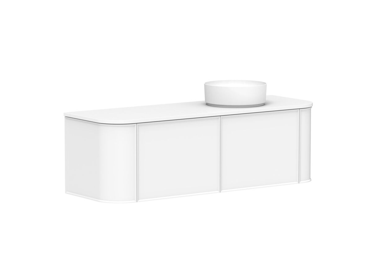 Supporting Image - Kado Era Double Curve All Drawer 1500mm Wall Hung Vanity with Right Hand Basin 20mm Top Matte White