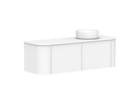 Supporting Image - Kado Era Double Curve All Drawer 1500mm Wall Hung Vanity with Right Hand Basin 20mm Top Matte White