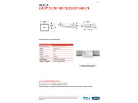 Technical Guide - Roca Easy Semi Recessed Basin 480mm x 380mm No Taphole White