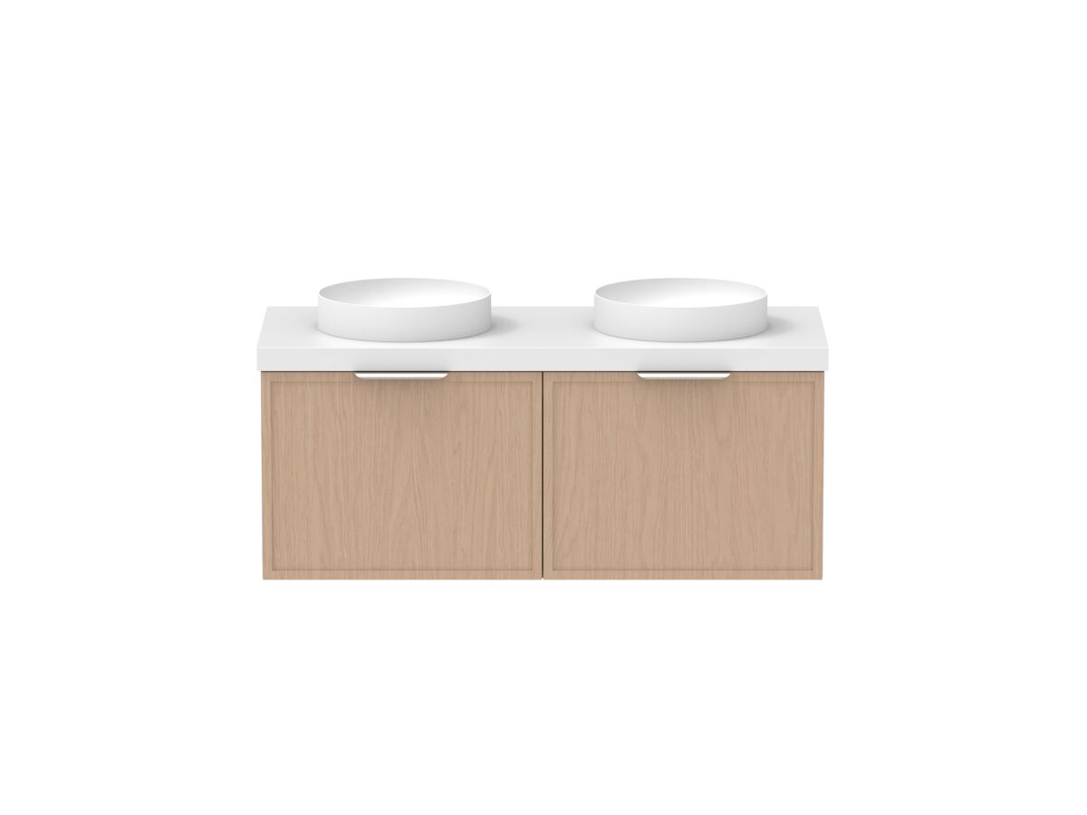 Supporting Image - Kado Lux Slim All Drawer 1200mm Wall Hung Vanity with Double Basin 50mm Top Blonde Oak
