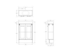 Kado Lux Petite Vanity Unit Floor Mount 600 Centre Bowl Statement Top (Basin Included)