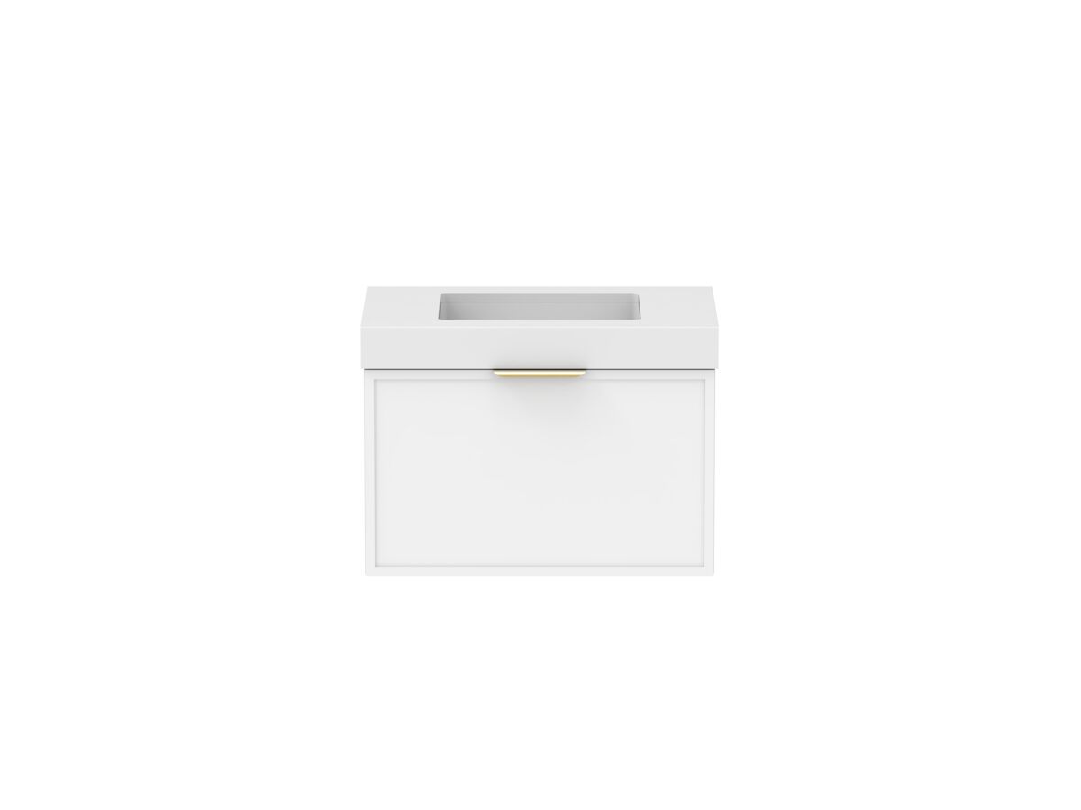 Supporting Image - Kado Lux Slim All Drawer 750mm Wall Hung Vanity with Centre Basin 90mm Top Matte White