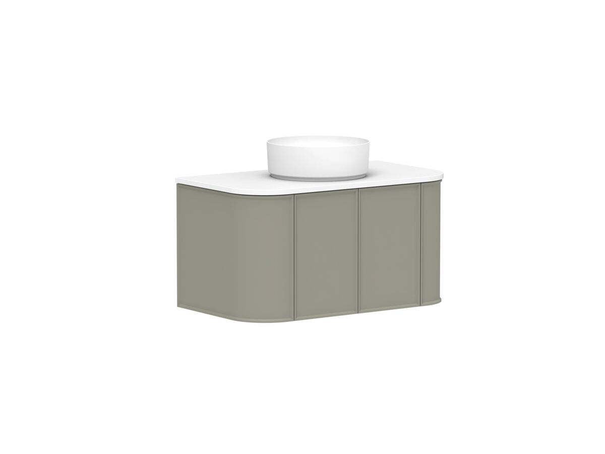 Supporting Image 2 - Kado Era Double Curve All Door 900mm Wall Hung Vanity with Centre Basin 20mm Top Wolfram Green