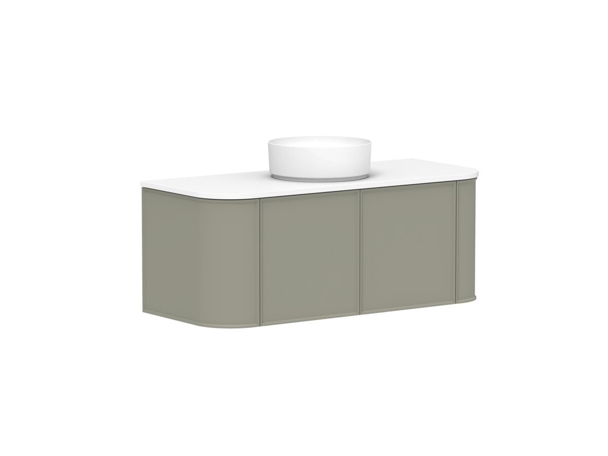 Supporting Image - Kado Era Double Curve All Door 1200mm Wall Hung Vanity with Centre Basin 20mm Top Wolfram Green
