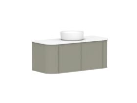 Supporting Image - Kado Era Double Curve All Door 1200mm Wall Hung Vanity with Centre Basin 20mm Top Wolfram Green