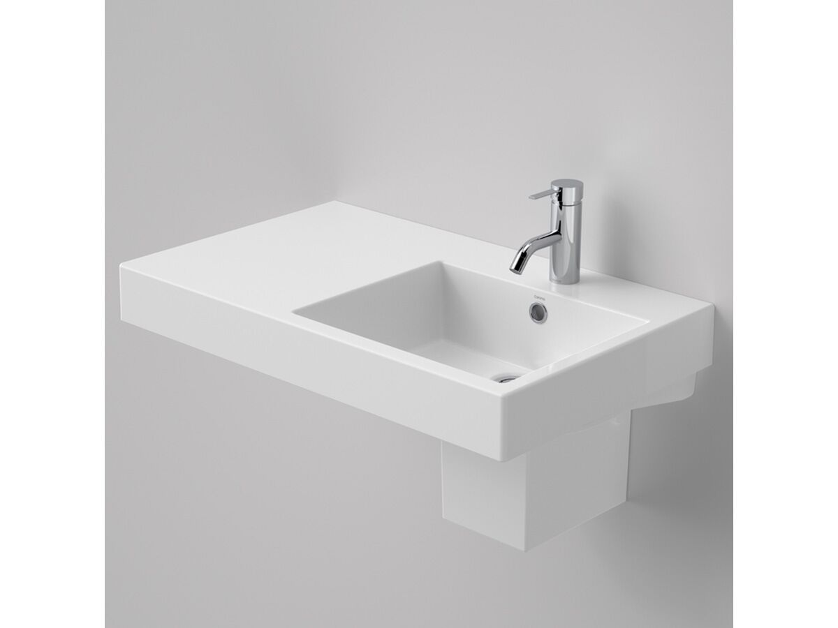 Caroma Liano Nexus Wall Basin Left Hand Shelf with Overflow 1 Taphole 750mm White