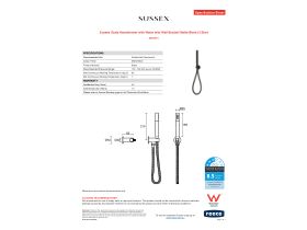 Specification Sheet - Sussex Scala Handshower with Water Inlet Wall Bracket Matte Black (3 Star)