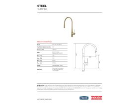Specification Sheet - Franke Steel Pull Out Sink Mixer Brushed Gold (5 Star) Lead Free