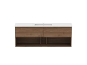 Hero - Posh Domaine 1500mm Wall Hung Vanity Unit All-Drawer Open Shelf Single Bowl Matte White Ceramic Top