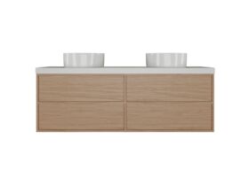Supporting Image - Kado Aspect Wall Hung Vanity Unit 1500mm Double Bowl 4 Drawer Corian 50mm Top - Boston Oak