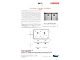 Specification Sheet - Memo Zenna 1 3/4 Bowl Sink Stainless Steel