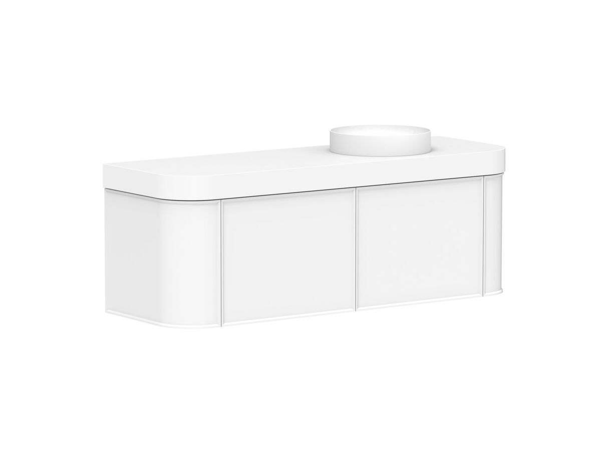 Supporting Image - Kado Era Double Curve All Drawer 1500mm Wall Hung Vanity Right Hand Basin 90mm Durasein Top Matte White