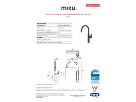 Specification Sheet - Mizu Silk Gooseneck Sink Mixer Curved Matte Black (5 Star) Lead Free