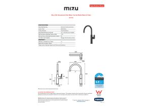 Specification Sheet - Mizu Silk Gooseneck Sink Mixer Curved Matte Black (5 Star)