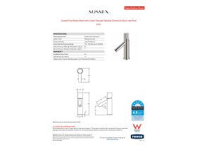 Specification Sheet - Sussex Pure Basin Mixer with Linear Textured Handles Chrome (6 Star) Lead Free