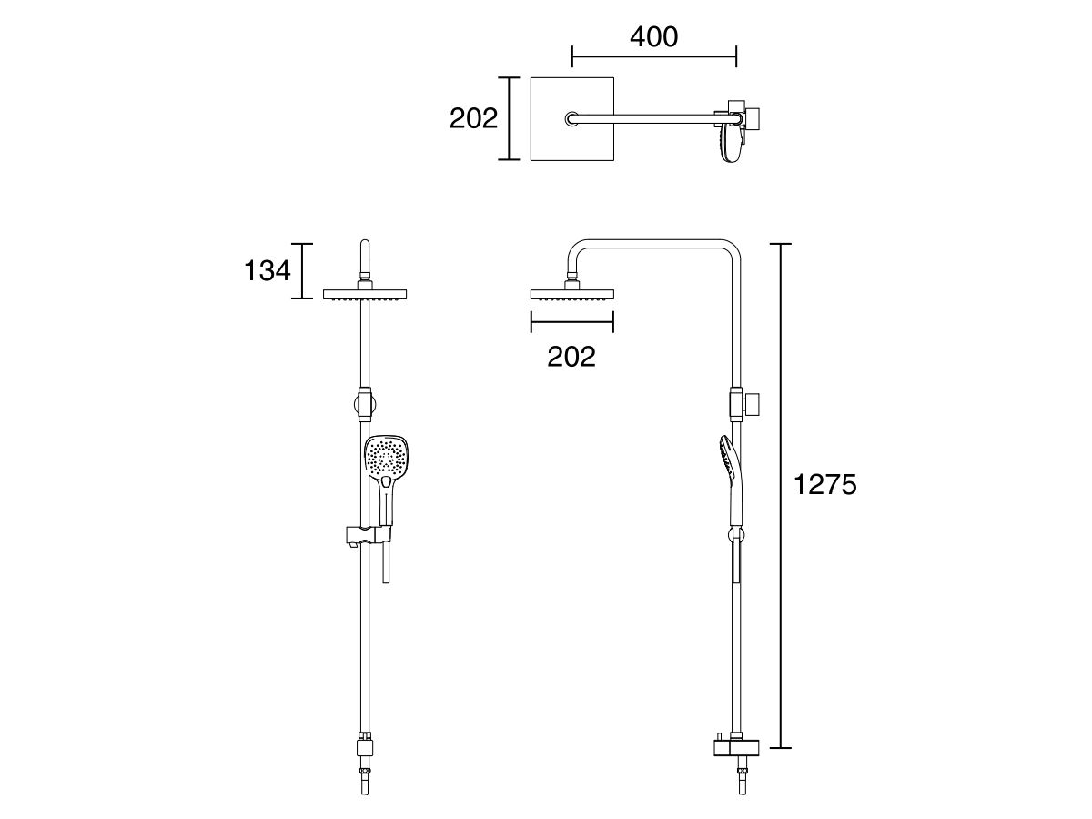 American Standard Cygnet Twin Shower Square 3 Function Chrome (3 Star)