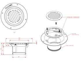 Vinyl Floor Waste Round Open HDPE Complete Chrome Plated Brass 100mm