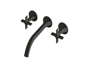 Sussex Oria Cross Wall Basin Set 215mm PVD Matte Black (5 Star)