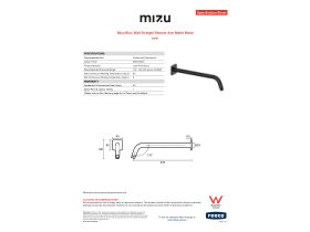 Specification Sheet - Mizu Bloc Wall Straight Shower Arm Matte Black
