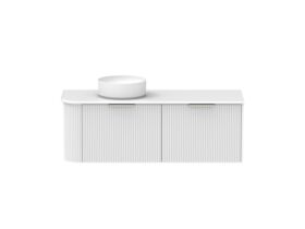 Supporting Image - Kado Neue Fluted Single Curve All Drawer 1350mm Wall Hung Vanity with Left Hand Basin 20mm Top Ultra White