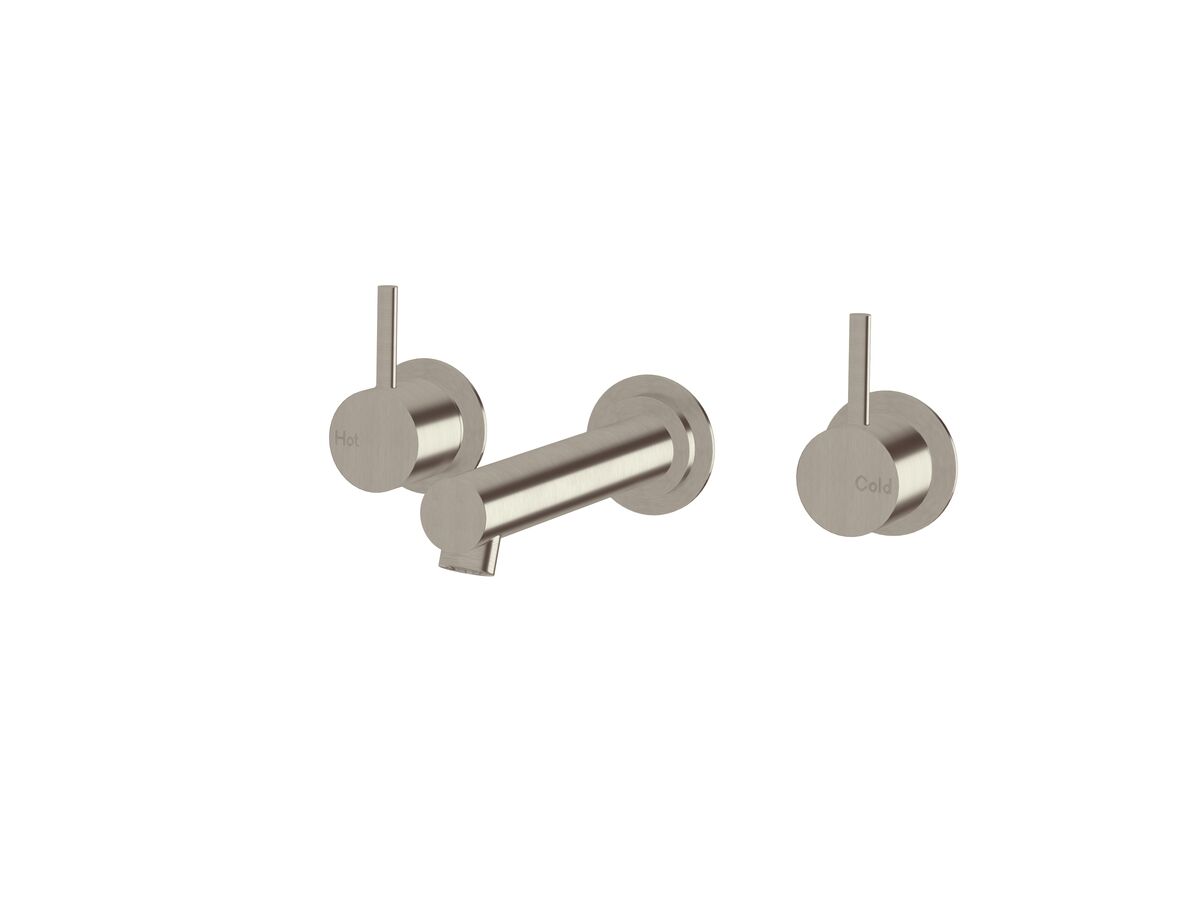 Sussex Scala Straight Wall Basin Set 160mm PVD Brushed Nickel