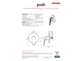 Specification Sheet - Posh Bristol MK2 Shower Mixer Tap All Pressure with 135mm Cover Plate Chrome Lead Free