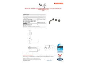 Specification Sheet - Milli Pure Wall Basin Hostess System 200mm Right Hand with Linear Textured Handles PVD Brushed Gunmetal (3 Star)