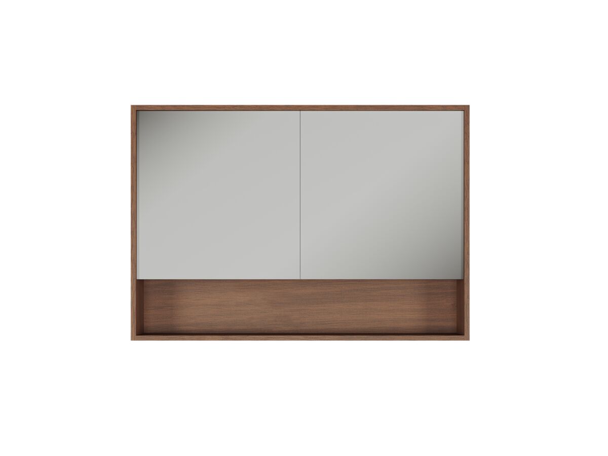 Supporting Image - Kado Aspect 1200mm Mirror Cabinet Two Doors with Shelf - Florentine Walnut