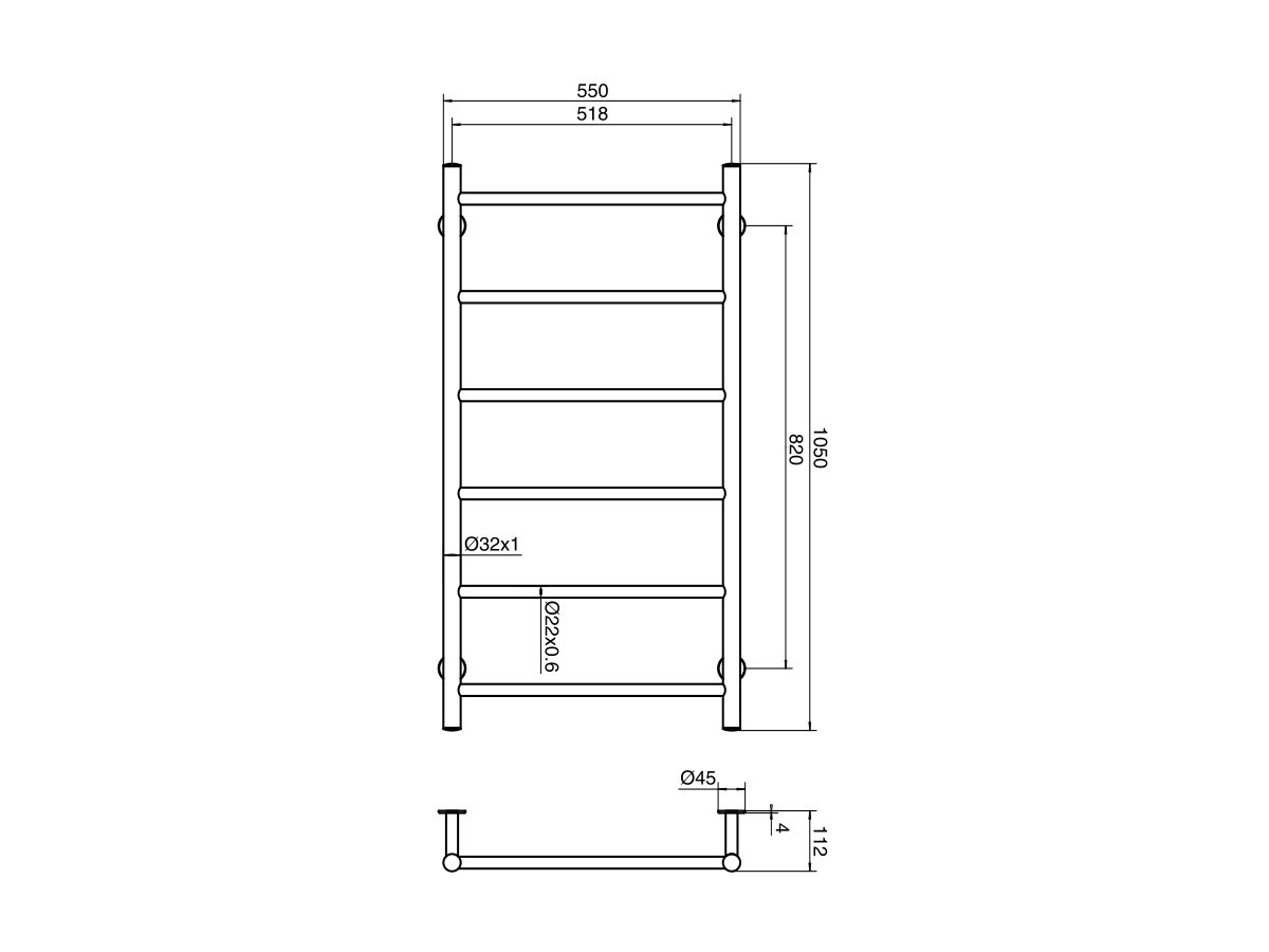 Mizu Drift MK2 550 x 1050mm Heated Towel Rail