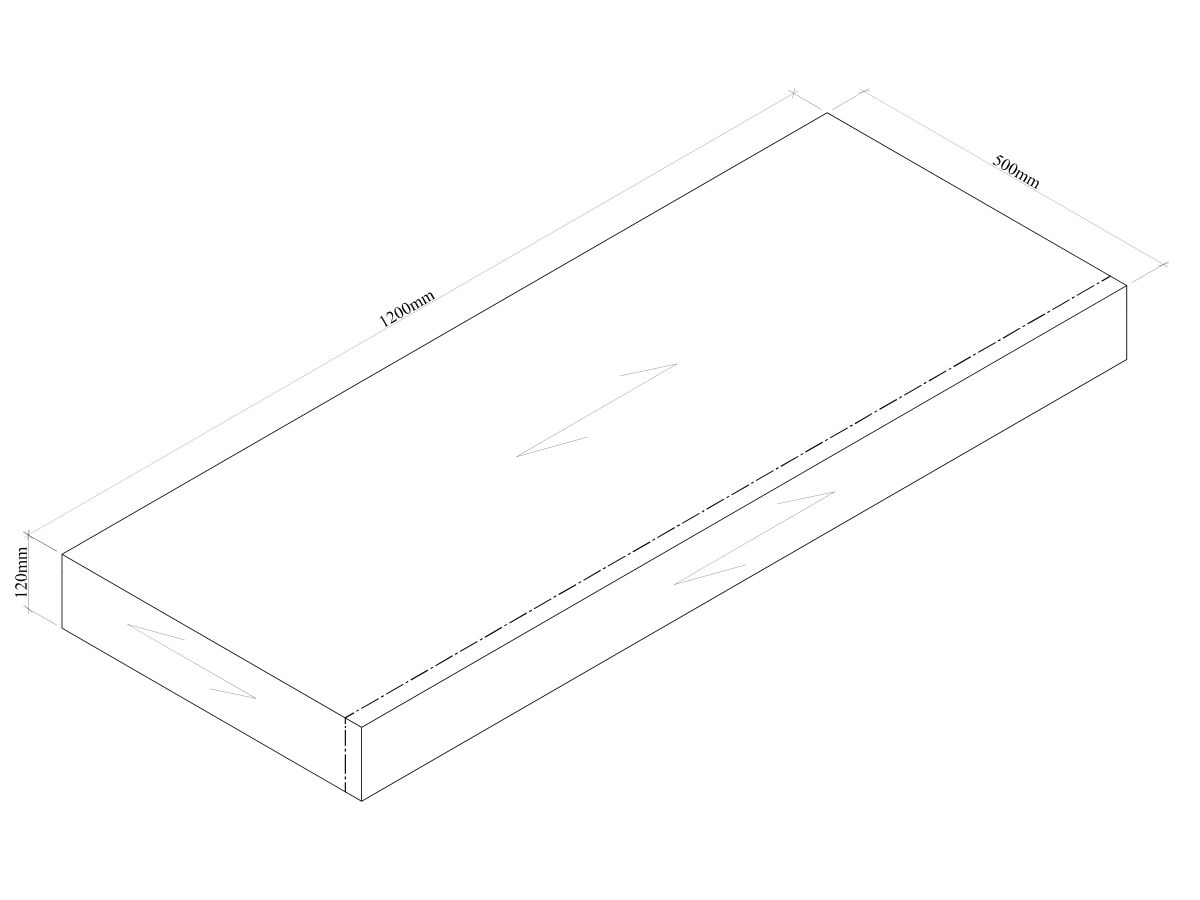 Kado Arc Basin Shelf 1200mm x 500mm American Solid Oak