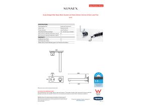 Specification Sheet - Scala Straight Wall Basin Mixer System Left Hand 250mm Chrome (6 Star) Lead Free