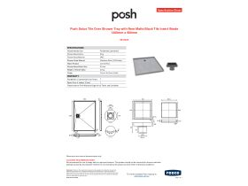 Specification Sheet - Posh Solus Tile Over Shower Tray with Rear Matte Black Tile Insert Waste 1200mm x 900mm