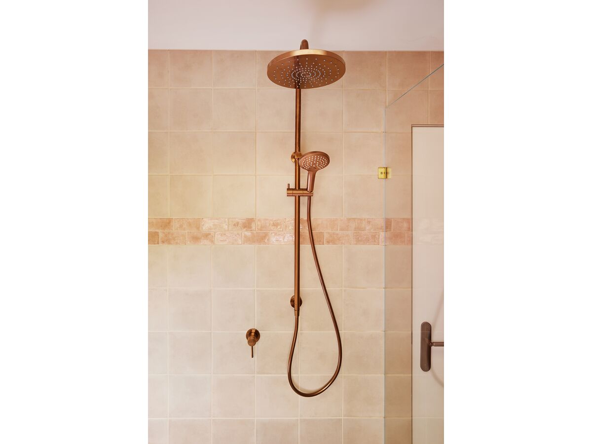 In Situ - Mizu Drift Twin Rail Shower 250mm ABS Overhead with Top Rail Water Inlet Brushed Bronze (5 Star)