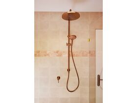 In Situ - Mizu Drift Twin Rail Shower 250mm ABS Overhead with Top Rail Water Inlet Brushed Bronze (5 Star)