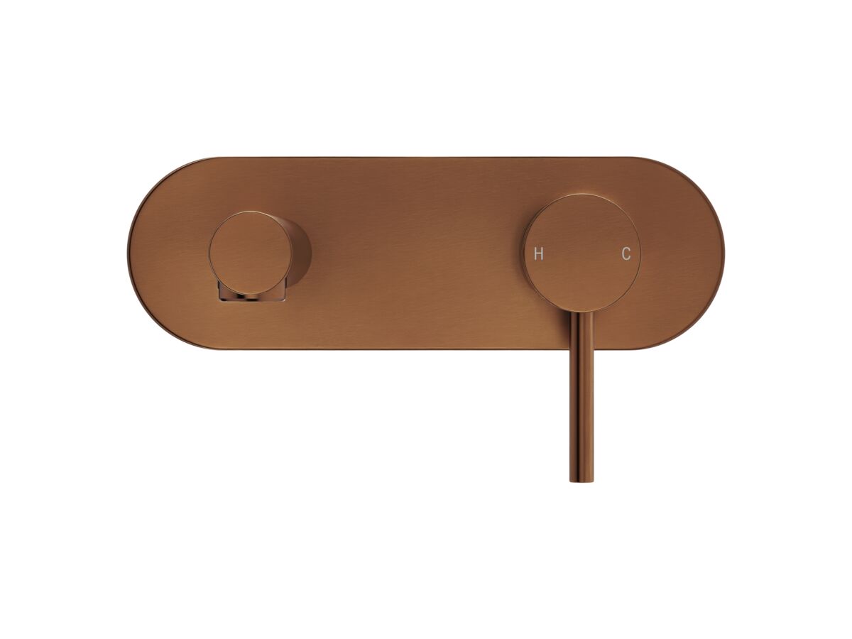 Supporting Image 2 - Mizu Drift Wall Basin / Bath Mixer Set with Straight Spout Kit Brushed Bronze (6 Star) Lead Free - Front