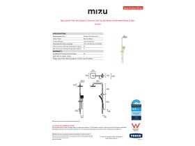 Specification Sheet - Mizu Soothe Twin Rail Shower 3 Function with Top Rail Water Inlet Brushed Brass (5 Star)
