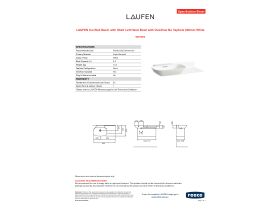 Specification Sheet - LAUFEN Ino Wall Basin with Shelf Left Hand Bowl with Overflow No Taphole 900mm White