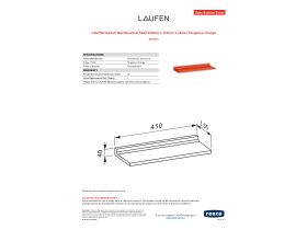 Specification Sheet - LAUFEN Kartell Wall Mounted Shelf 450mm x 155mm x 40mm Tangerine Orange