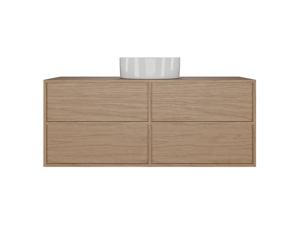 Supporting Image - Kado Aspect 1200mm Wall Hung Vanity Unit Timber Top - Boston Oak