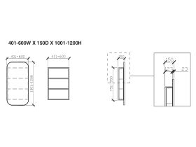 ISSY Z1 Oval Mirror with Shaving Cabinet Custom 501mm - 600mm x 1001mm - 1200mm