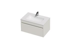 Hero - Posh Domaine Single 750 1 Drawer Wall Hung Vanity White Console Top Gloss White Mineral Cast