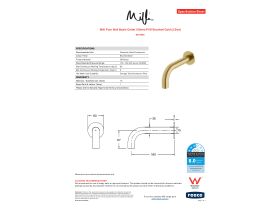 Specification Sheet - Milli Pure Wall Basin Outlet 160mm PVD Brushed Gold (3 Star)