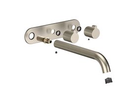Hero - Faucet Strommen Vara Fin Wall Basin / Bath Hostess Tap System Right Hand 200mm Trimset Brushed Nickel (6 Star) Lead Free