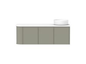 Hero - Kado Era Single Curve All Door 1350mm Wall Hung Vanity with Right Hand Basin 20mm Top Wolfram Green