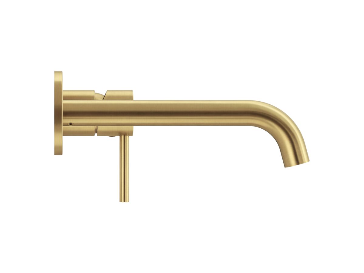 Supporting Image - Mizu Drift Wall Basin / Bath Mixer Set with Curved Spout 2 Piece Kit Brushed Brass (6 Star) Lead Free - Side