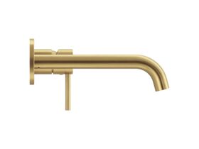 Supporting Image - Mizu Drift Wall Basin / Bath Mixer Set with Curved Spout 2 Piece Kit Brushed Brass (6 Star) Lead Free - Side