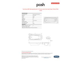 Specification Sheet - Posh Solus MK2 Rectangle Spa with 12 Chrome Jets & Auto Heat Pump 1675mm White