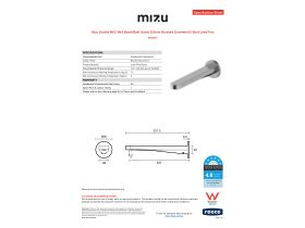 Specification Sheet - Mizu Soothe MK2 Wall Basin/Bath Outlet 250mm Brushed Gunmetal (6 Star) Lead Free